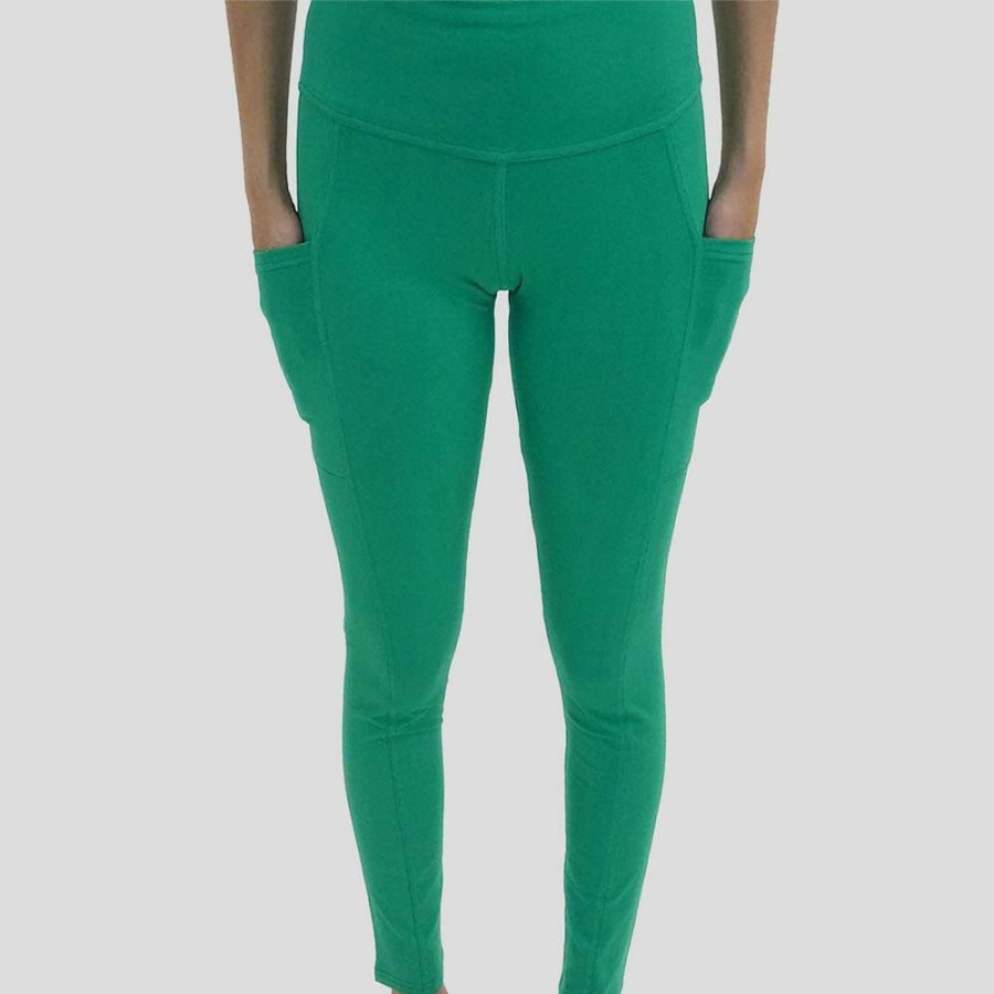 Adults * | Stretch Garments Adults Athletic Fit Leggings With Pockets Emerald Green