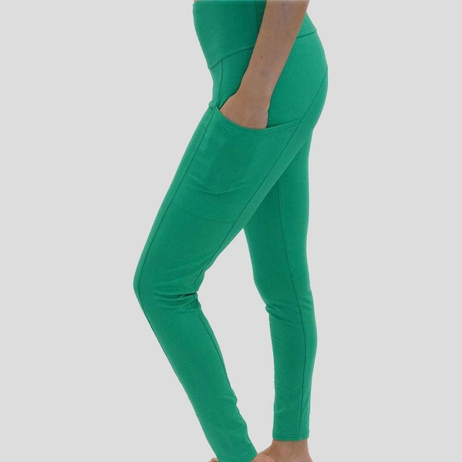 Adults * | Stretch Garments Adults Athletic Fit Leggings With Pockets Emerald Green