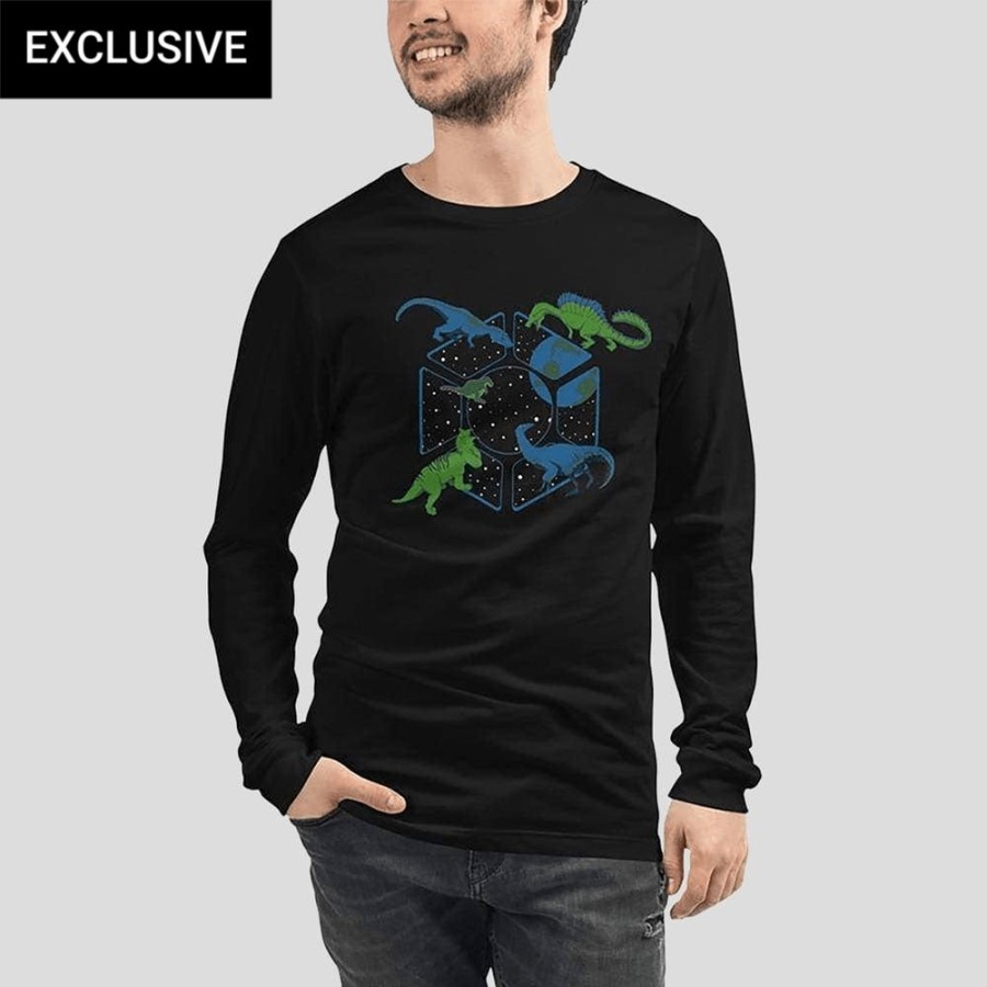 Adults * | Svaha Apparel T-Shirts Dinos In Space Custom Unisex Long Sleeve T-Shirt