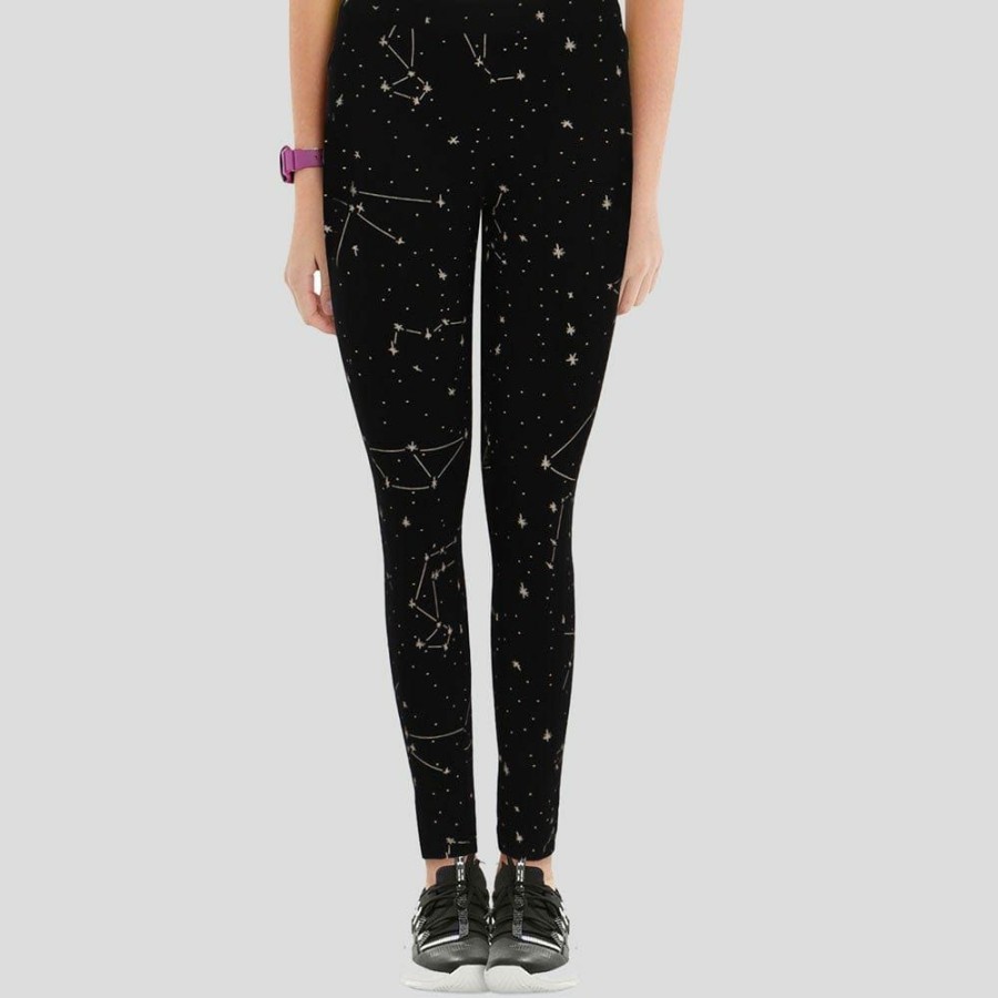 Kids & Babies * | Brothers Knit Garments Constellation Glow-In-The-Dark Kids Leggings Black