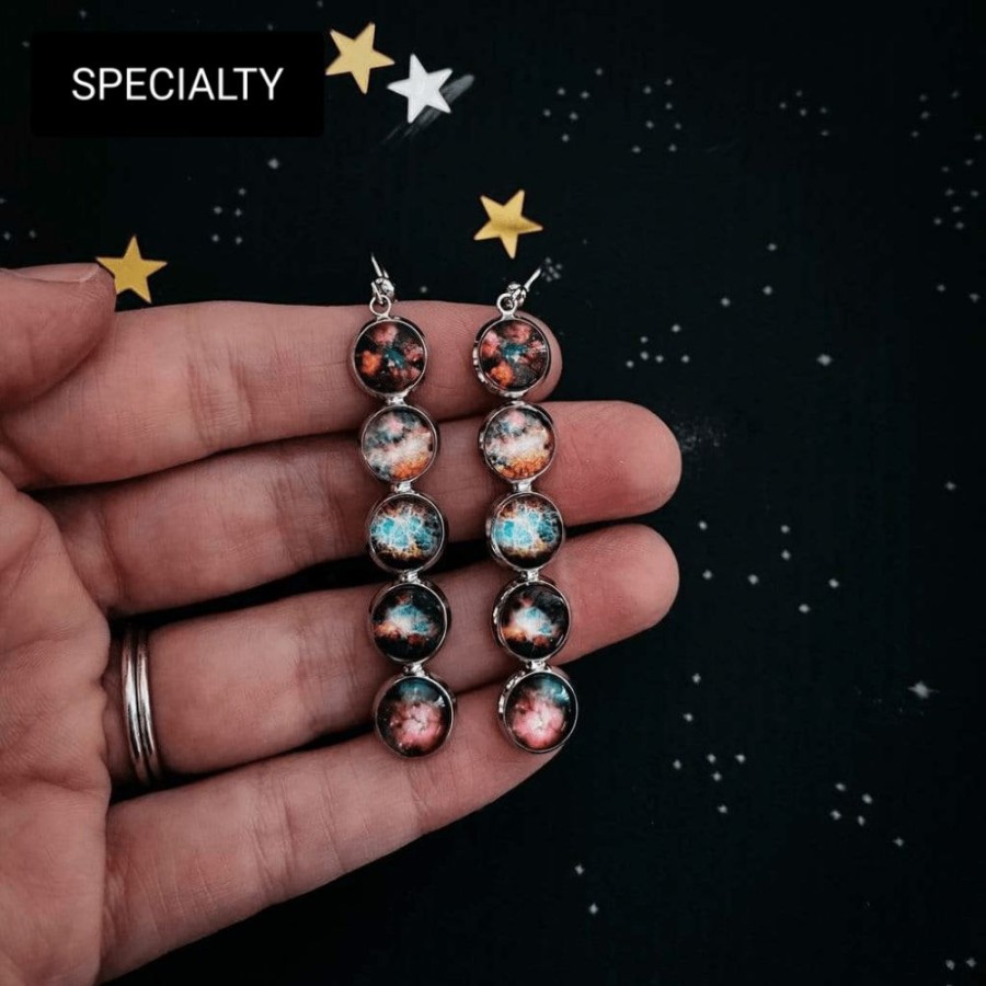 Accessories * | Yugen Tribe Nebula Rainbow Vertical Dangle Earrings Accessories