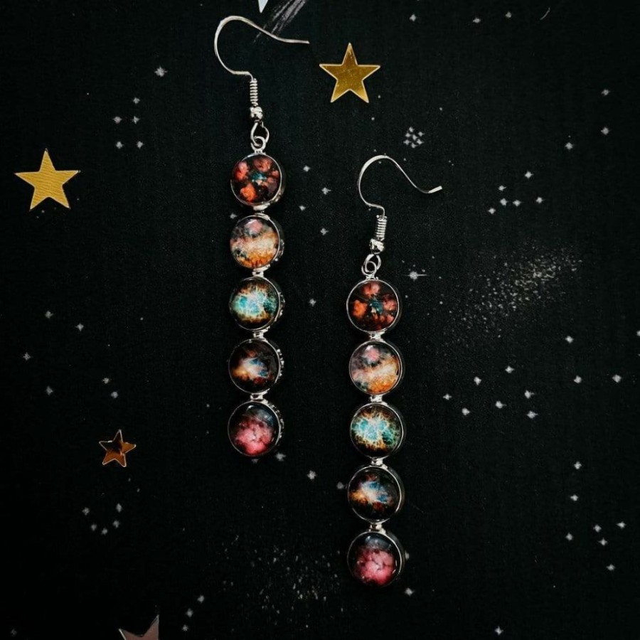 Accessories * | Yugen Tribe Nebula Rainbow Vertical Dangle Earrings Accessories