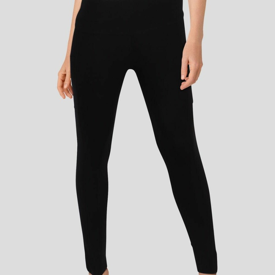 Adults * | Stretch Garments Adults Athletic Fit Leggings With Pockets Black