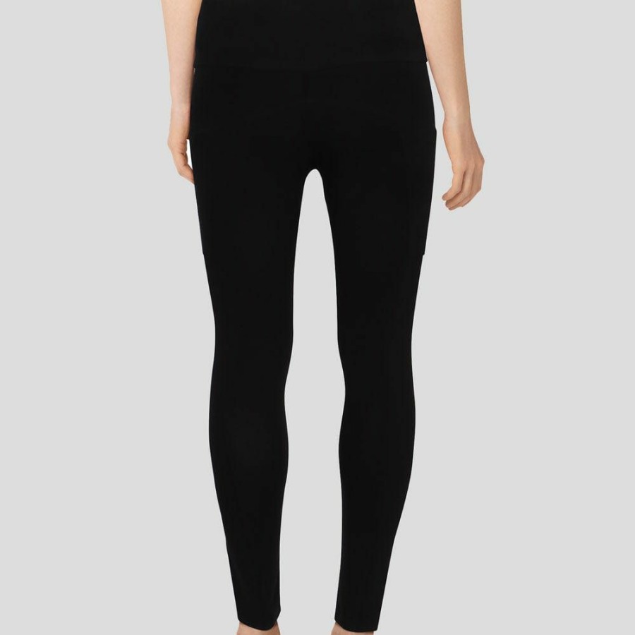 Adults * | Stretch Garments Adults Athletic Fit Leggings With Pockets Black