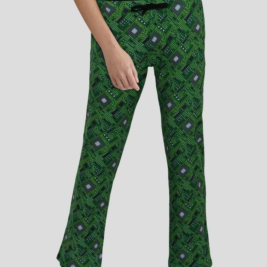 Adults * | Stretch Garments Circuit Board Adults Lounge Pants Green