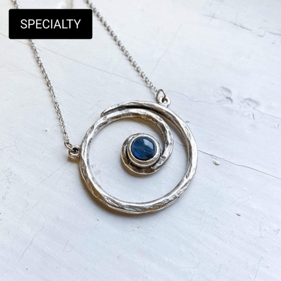 Accessories * | Yugen Tribe Accessories Milky Way Spiral Silver Labradorite Necklace