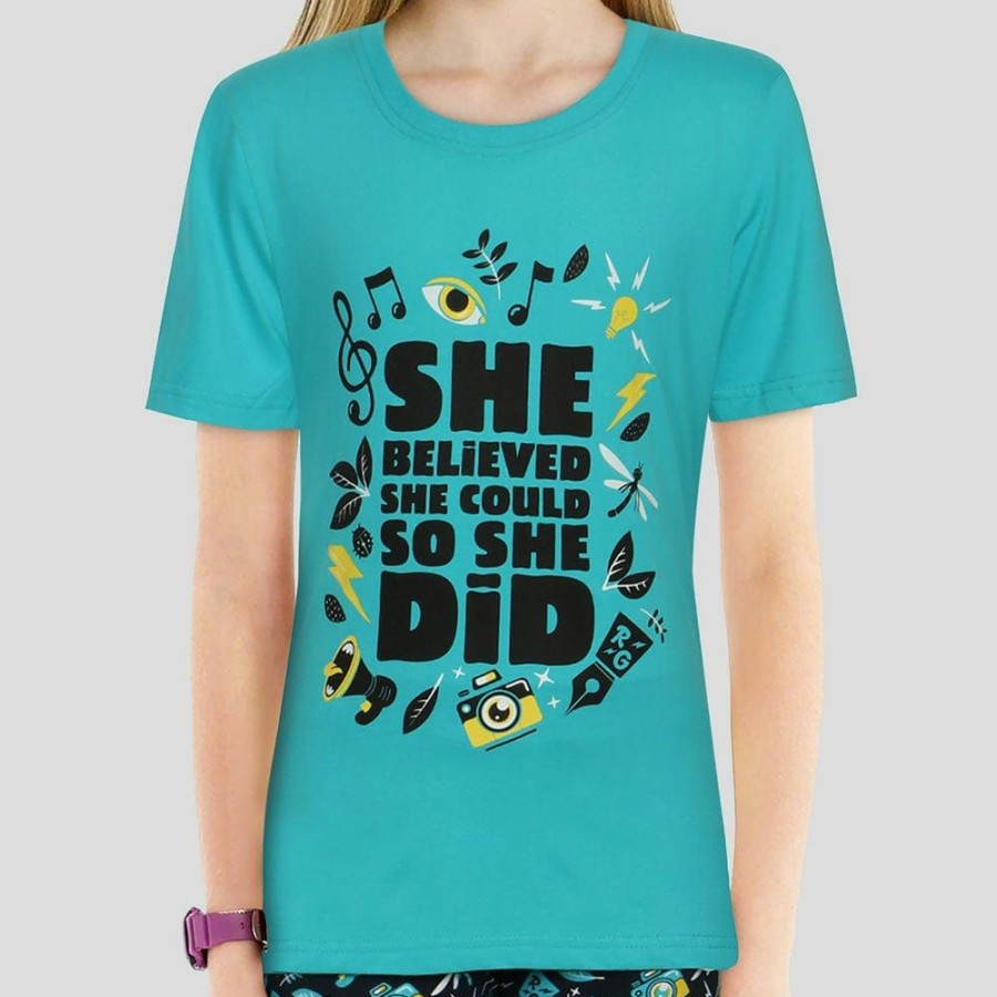 Kids & Babies * | Brothers Knit Garments She Believed Kids T-Shirt Kids & Babies Teal