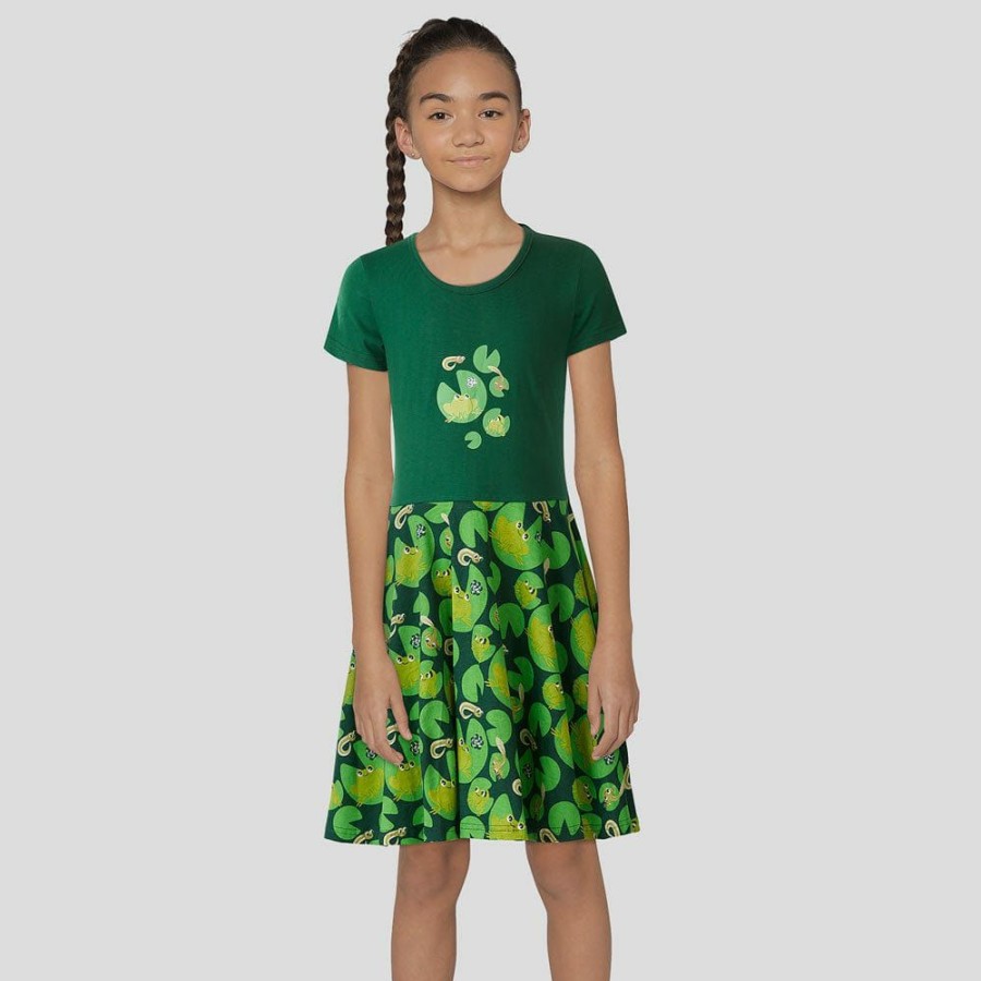 Kids & Babies * | Brothers Knit Garments Ribbit Kids Twirl Dress [Final Sale] Green