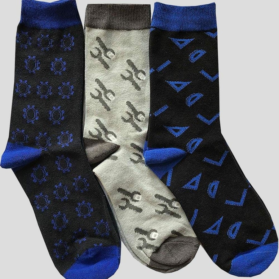 Accessories * | Svaha Apparel Adults Design And Build Socks Bundle 3-Pack [Final Sale] Black/Blue