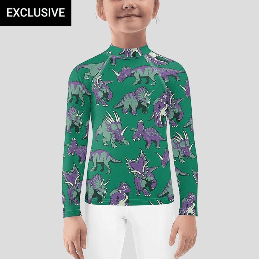 Kids & Babies * | Svaha Apparel Ceratopsids Custom Kids Rash Guard