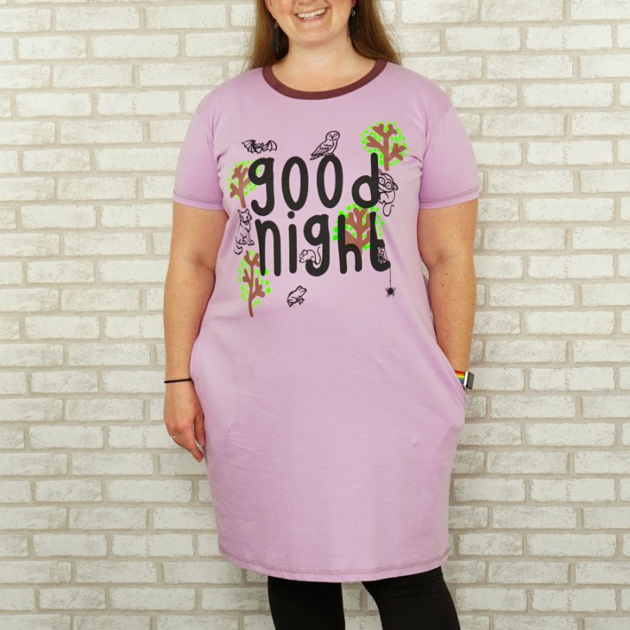 Adults * | Vea International New (Pre-Order) Good Night Glow-In-The-Dark Nightshirt Lavender