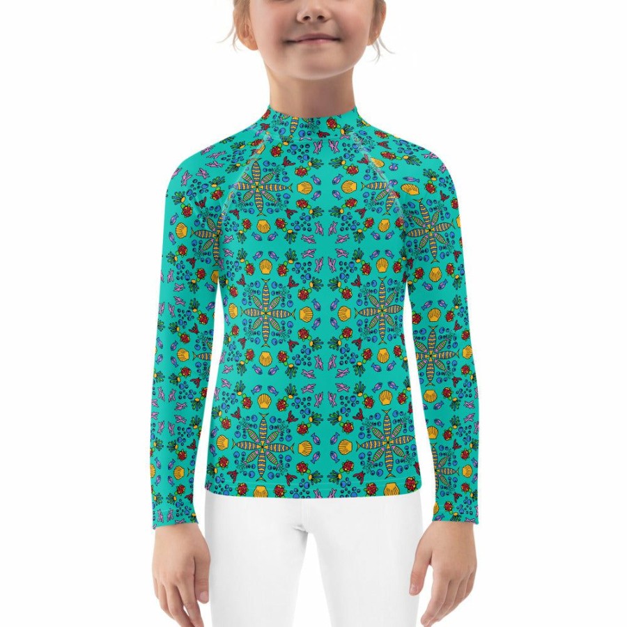 Kids & Babies * | Svaha Apparel Kids & Babies Underwater Fun Custom Kids Rash Guard