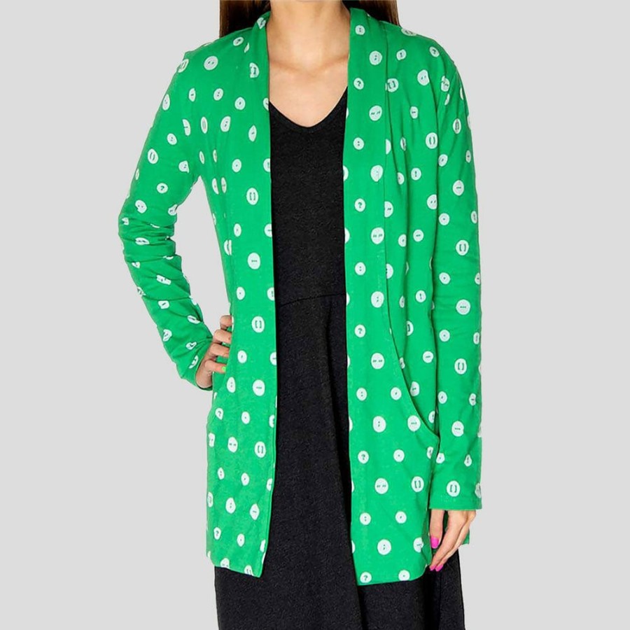 Adults * | Brothers Knit Garments Adults Punctuation Marks Burnout Cardigan Green