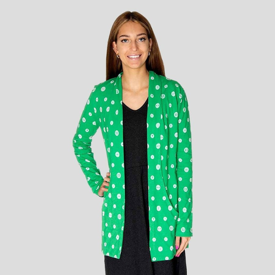 Adults * | Brothers Knit Garments Adults Punctuation Marks Burnout Cardigan Green