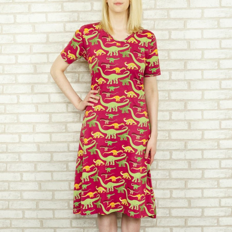 Adults * | Kustomyze Ideas Pvd Ltd (Pre-Order) Sauropods Katherine Dress New Fuchsia With Multicolored Print