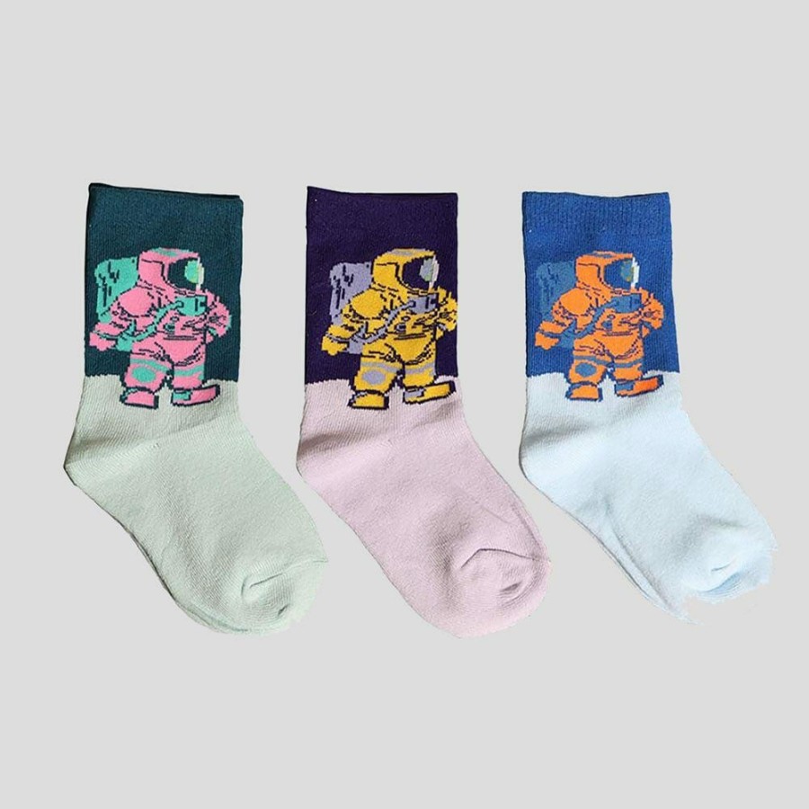 Kids & Babies * | Yiwu Hodeang E-Commerce Co., Ltd. Kids & Babies Lunar Astronaut Kids Socks Bundle- 3 Pack