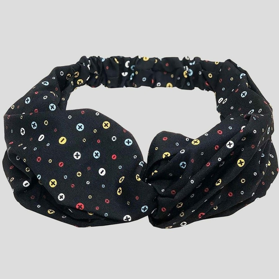 Accessories * | Svaha Accessories Arithmetic Symbols Polka Dots Headband [Final Sale] Black