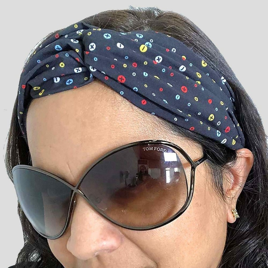 Accessories * | Svaha Accessories Arithmetic Symbols Polka Dots Headband [Final Sale] Black