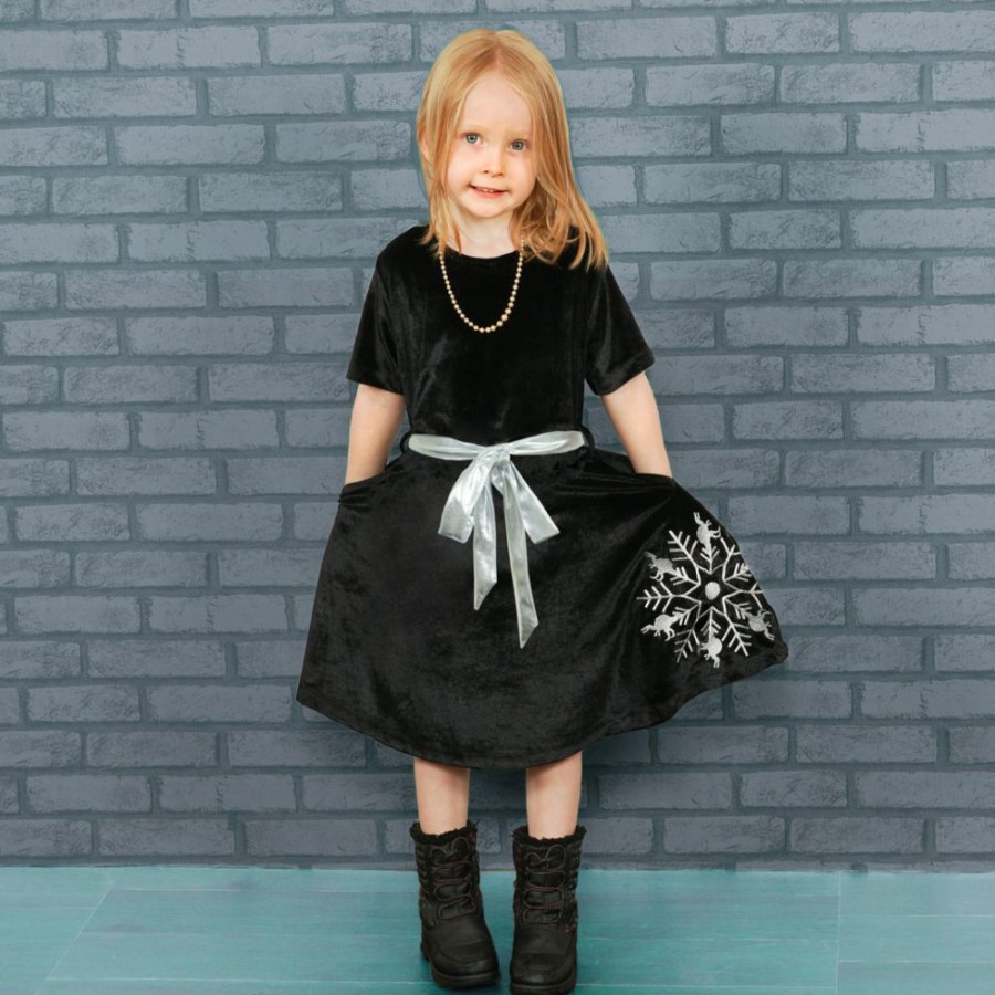 Kids & Babies * | Kustomyze Ideas Pvd Ltd (Pre-Order) Dinoflake Kids Dress Black