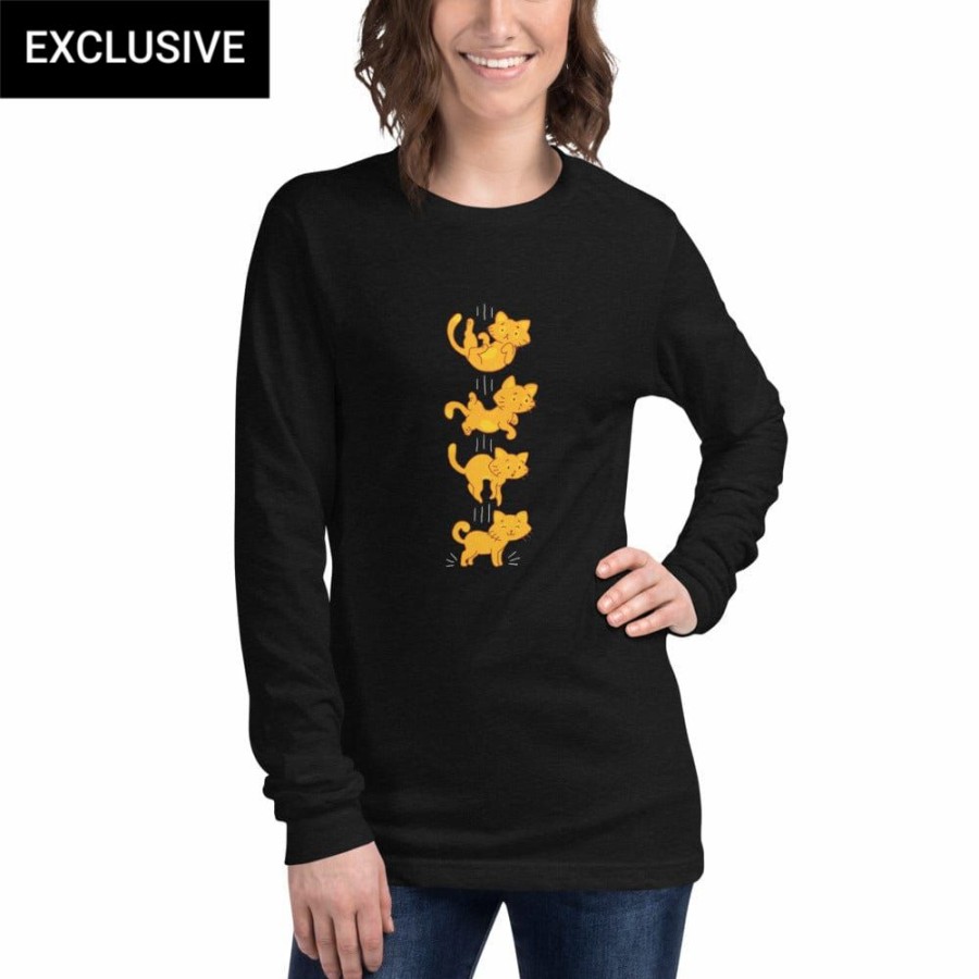 Adults * | Svaha Apparel Falling Cat Custom Unisex Long Sleeve T-Shirt