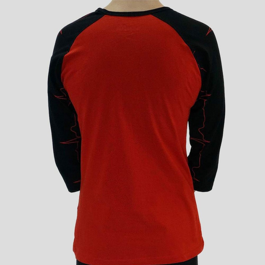 Adults * | Stretch Garments Adults Ekg Raglan Top [Final Sale] Red/Black