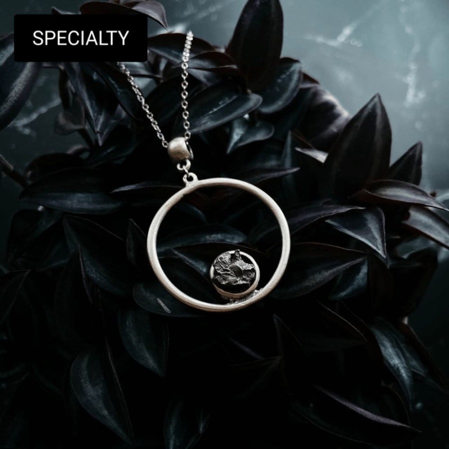 Accessories * | Yugen Tribe Circle Necklace With Authentic Raw Meteorite Accessories