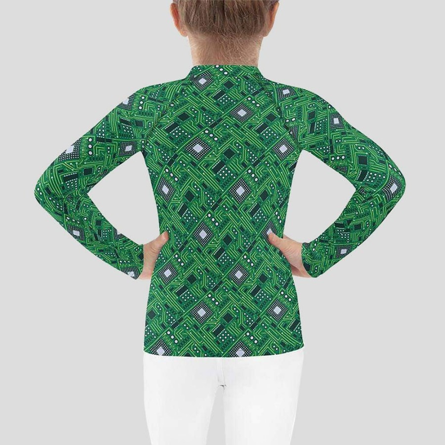 Kids & Babies * | Svaha Apparel Green Circuit Board Custom Kids Rash Guard