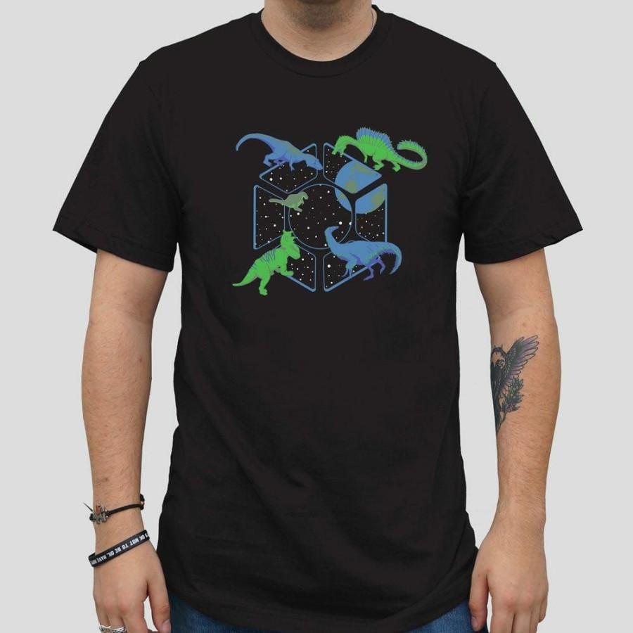 Adults * | Brothers Knit Garments Dinos In Space Glow-In-The-Dark Unisex Adults T-Shirt Black